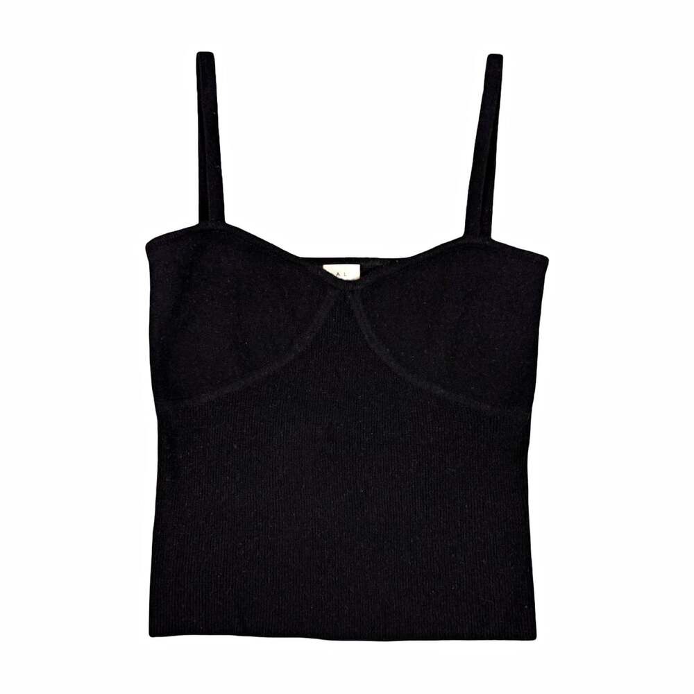 Almada Label Black Goth Y2K Knit Square Neck Strappy Camisole Tank Top Size L